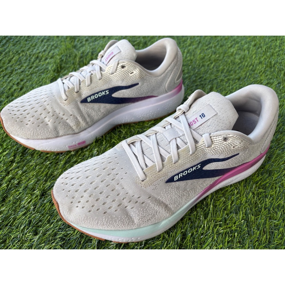Brooks Ghost 16 Womens Running Shoes Grey Purple Pink 1204071D175 Size 10.5 Wide